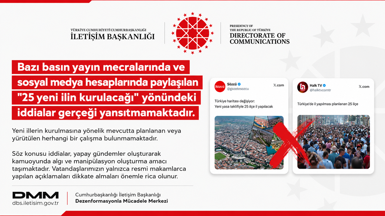 DMM’den “25 yeni il kurulacak” iddialarına yalanlama