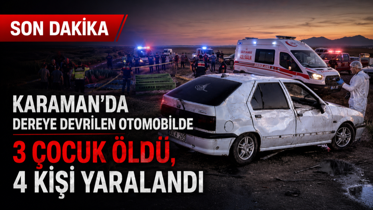 Karaman'da dereye devrilen otomobildeki 3 çocuk öldü, 4 kişi yaralandı