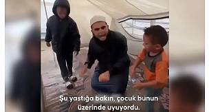 Gazze'de kaldığı çadırı su basan Filistinli babanın yakarışı yürekleri dağladı